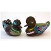 Image 1 : PAIR OF CHINESE ENAMEL & SILVER DUCK FIGURAL BOXES