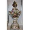 Image 5 : LARGE DRESDEN PORCELAIN FLORAL COVERED URN w STAND
