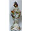 Image 7 : LARGE DRESDEN PORCELAIN FLORAL COVERED URN w STAND