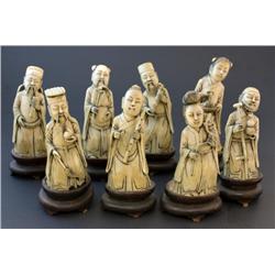 8 CARVED ORIENTAL IVORY MAN & WOMAN FIGURES