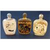 Image 1 : 3 CARVED POLYCHROME IVORY SNUFF BOTTLES