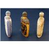 Image 3 : 3 CARVED POLYCHROME IVORY SNUFF BOTTLES