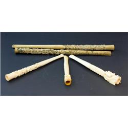 LOF OF 5 ORIENTAL DRAGON IVORY CIGARETTE HOLDERS