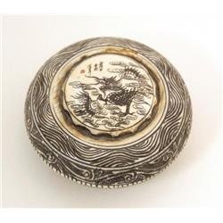 ORIENTAL IVORY THREADED TOP POLYCHROME DRAGON BOX