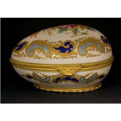 LIMOGE FRENCH PORCELAIN EGG SHAPED BOX