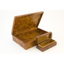 TWO HAND CARVED RUSSIAN BURL WOOD HINGED BOXES