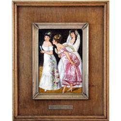 ENAMEL ON SILVER PLAQUE DEPICTING WOMAN "FORTUNY"