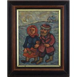 BURLIUK OIL PAINTING ON CANVAS OF MAN & WOMAN