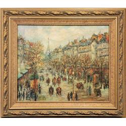 I. ARENS OIL PAINTING ON CANVAS OF PARIS STREET