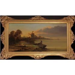 E.C. WILLIAMS OIL PAINTING ON CANVAS OF LAKE