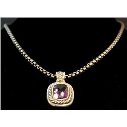 DAVID YURMAN SILVER & 14KT 6.5CT AMETHYST NECKLACE