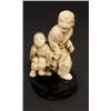 Image 1 : IVORY NETSUKE FIGURE OF MAN & CHILD WALKING
