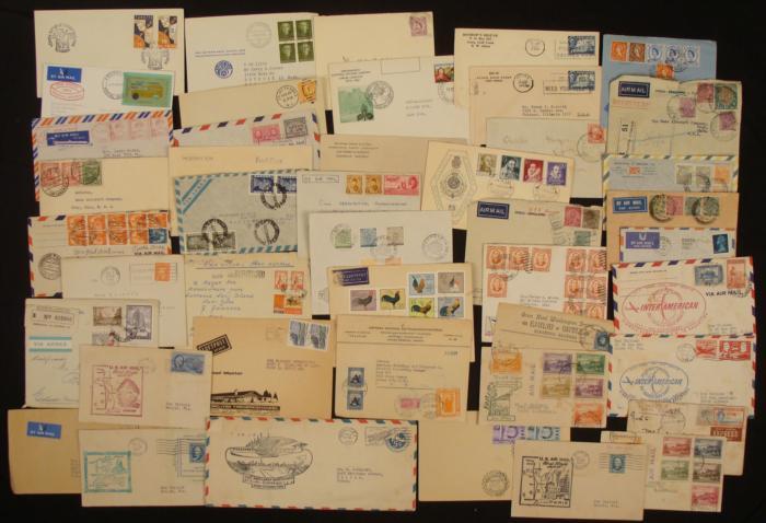 42 Foreign Air Mail Postmark Stamps Envelopes 1930s-