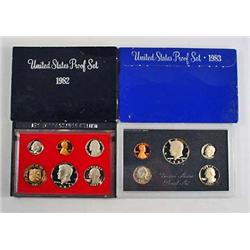 LOT OF 2 US PROOF SETS - 1982, 1983