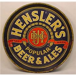 C. 1937 HENSLER'S BREWERY BEER ADVERTISING TRAY - 