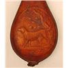 Image 2 : CIVIL WAR ERA POWDER FLASK W/ EMBOSSED HUNTING DOG