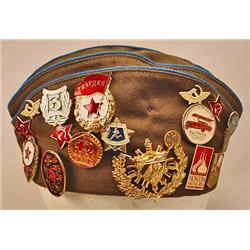RUSSIAN MILITARY CAP W/ PATCHES AND BADGES - 3 Pat