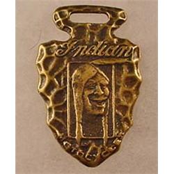 VINTAGE INDIAN MOTORCYCLE WATCH FOB - BRASS
