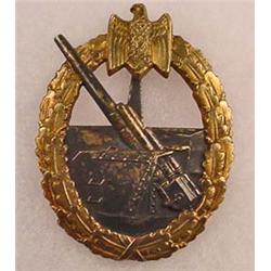 WW2 GERMAN NAZI NAVAL COASTAL ARTILLERY FLAK BADGE