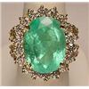 Image 1 : 14K GOLD LADIES EMERALD AND DIAMOND RING - SIZE 7 