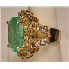Image 2 : 14K GOLD LADIES EMERALD AND DIAMOND RING - SIZE 7 