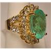 Image 3 : 14K GOLD LADIES EMERALD AND DIAMOND RING - SIZE 7 