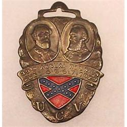 1939 UNITED CONFEDERATE VETERANS UCV WATCH FOB - F