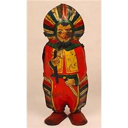 VINTAGE TIN LITHO WIND-UP INDIAN TOY - WORKS - App