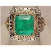 Image 1 : 14K WHITE GOLD LADIES EMERALD AND DIAMOND RING - S