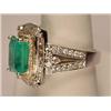 Image 2 : 14K WHITE GOLD LADIES EMERALD AND DIAMOND RING - S