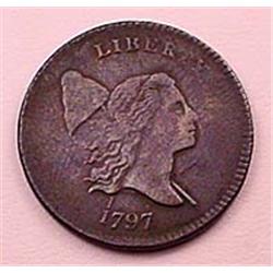 RARE 1797 US HALF CENT - VF