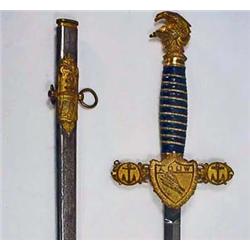 VINTAGE MASONIC AOUW FRATERNAL SWORD W/ SCABBARD -