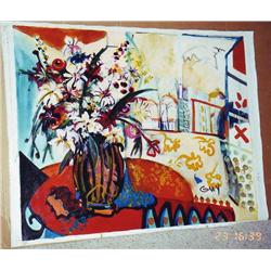 Bracha Guy, Terrace Table, Signed Oil on Canvas 