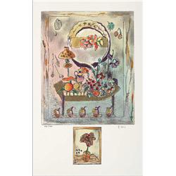 Bracha Guy, Table in Paradise, Signed Canvas Serigraph 