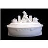 Image 1 : Milk glass covered dish with "Uncle Sam".  