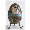 Image 1 : Russian silver & enamel egg on stand 