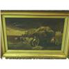 Image 1 : Gilt framed oil painting on canvas "Hay Wagon" 