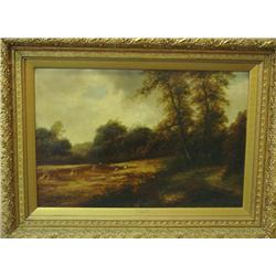Gilt framed oil painting signed R. Perry
