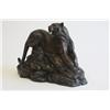 Image 2 : Bronze signed G. Balciar  "Cat on Rocks".  Approx. 11" L x 8.75" H