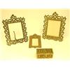 Image 2 : Pair brass picture frames, figural box & mirror 