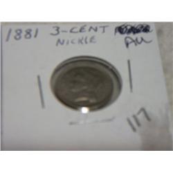 1881 3-CENT NICKEL
