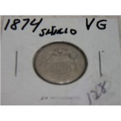 1874 SHIELD NICKEL