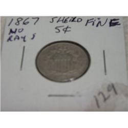 1867 SHIELD NICKEL