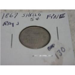 1867 SHIELD NICKEL