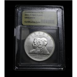 2003-p First Flight Commemorative Dollar Graded ms70