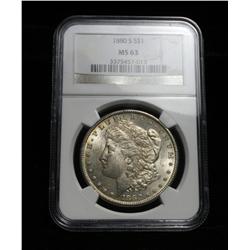 NGC 1880-S Morgan Dollar graded ms63