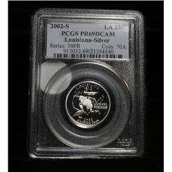 PCGS 2002-s Louisiana Silver 25c Graded PR69 DCAM