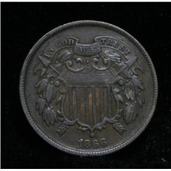 1866 2 Cent Piece Grades Almost Uncirculated au50