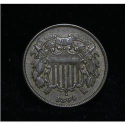 1864 2 Cent Piece Grades au58