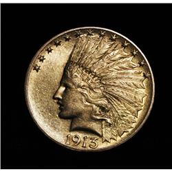 1913-p $10 Gold Indian Grades ms63+ PQ